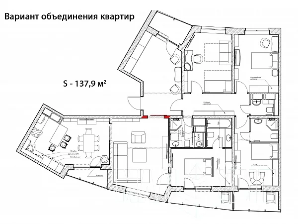 Квартира 137,9 м² в жилом комплексе бизнес класса Квартира 137,9 м² в жилом комплексе бизнес класса
